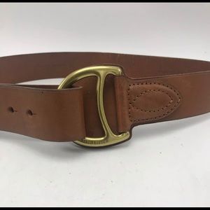 Ralph Lauren Leather Belt Brass Buckle Equestrian